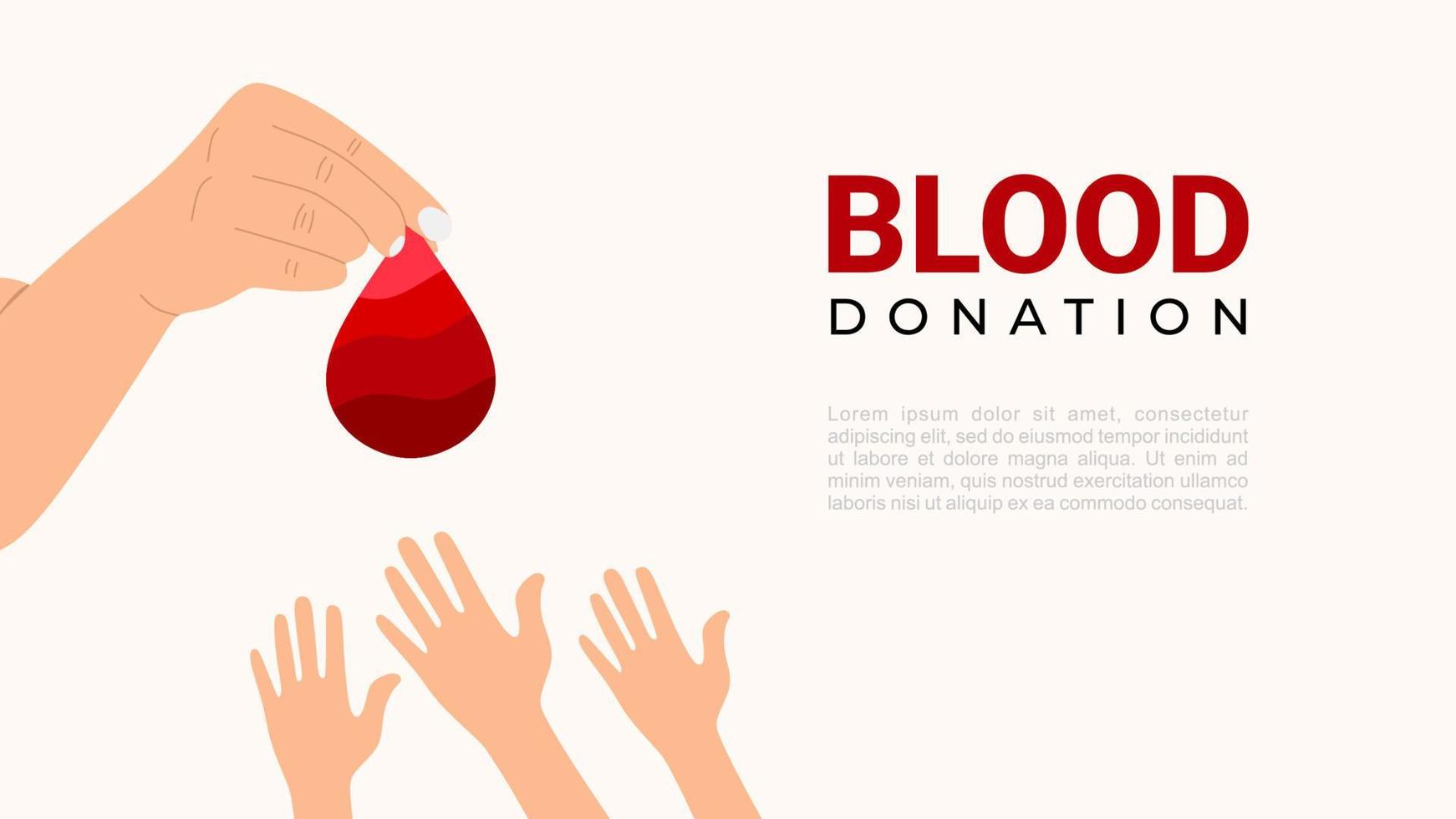 Blood donation background. Hand give tear of blood. vector