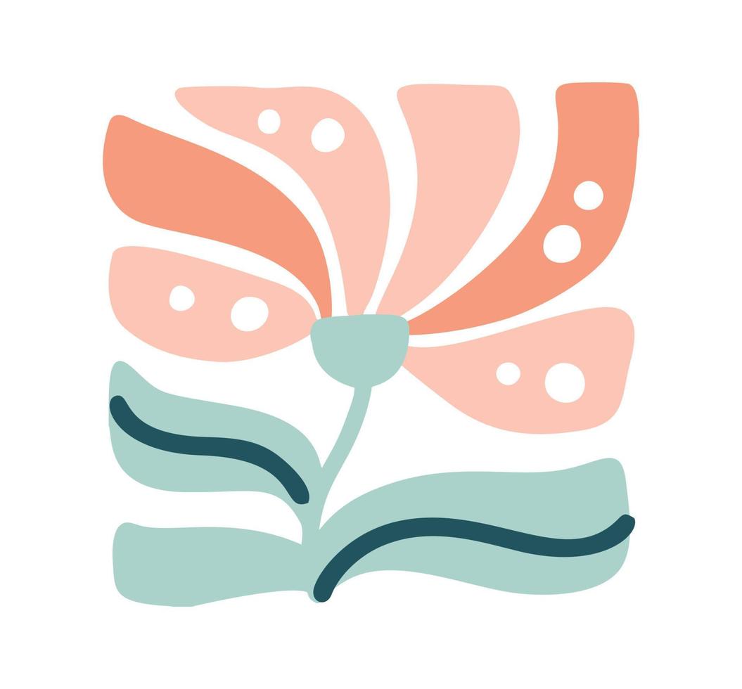 Groovy 70s hippie spring flower print. Positive floral illustration. Aesthetic flat melting organic Groovy hippie funny boho style. Pastel palette vector