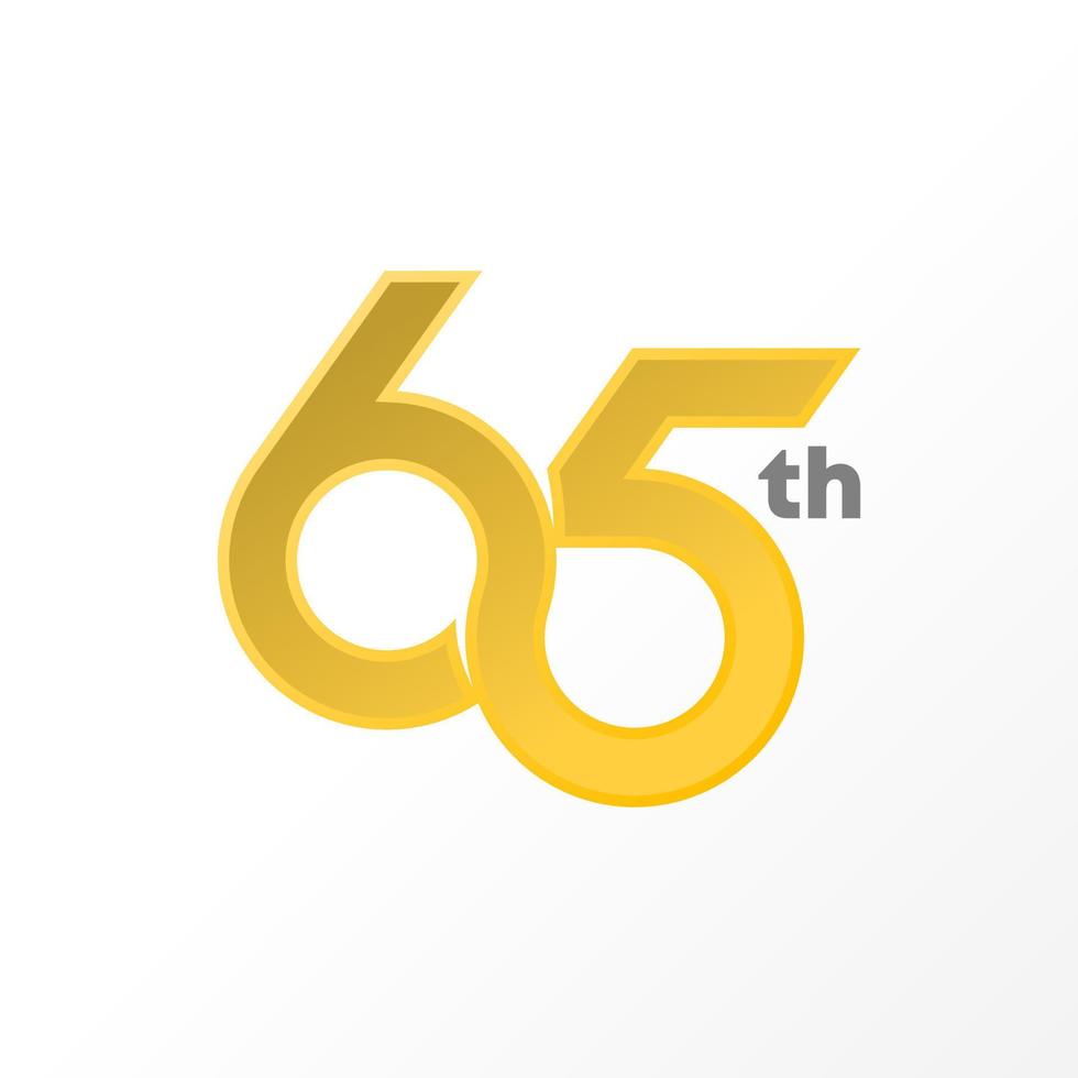 Letter or word Number 65 font in connection image graphic icon logo design abstract concept vector stock. Can be used as a symbol related to anniversary or initial