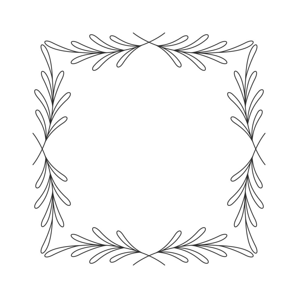hand drawn square leaves frame vector illustration