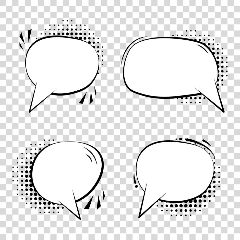 A set of comic speech bubbles. Halftone shadows. Vector illustration