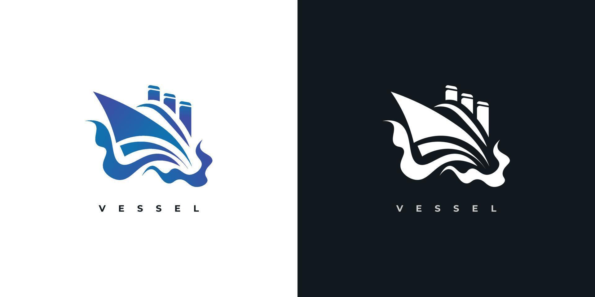 Blue Ship Logo Design with Abstract and Modern Concept. Yacht, Cruise Logo for Travel or Tourism Company Brand vector