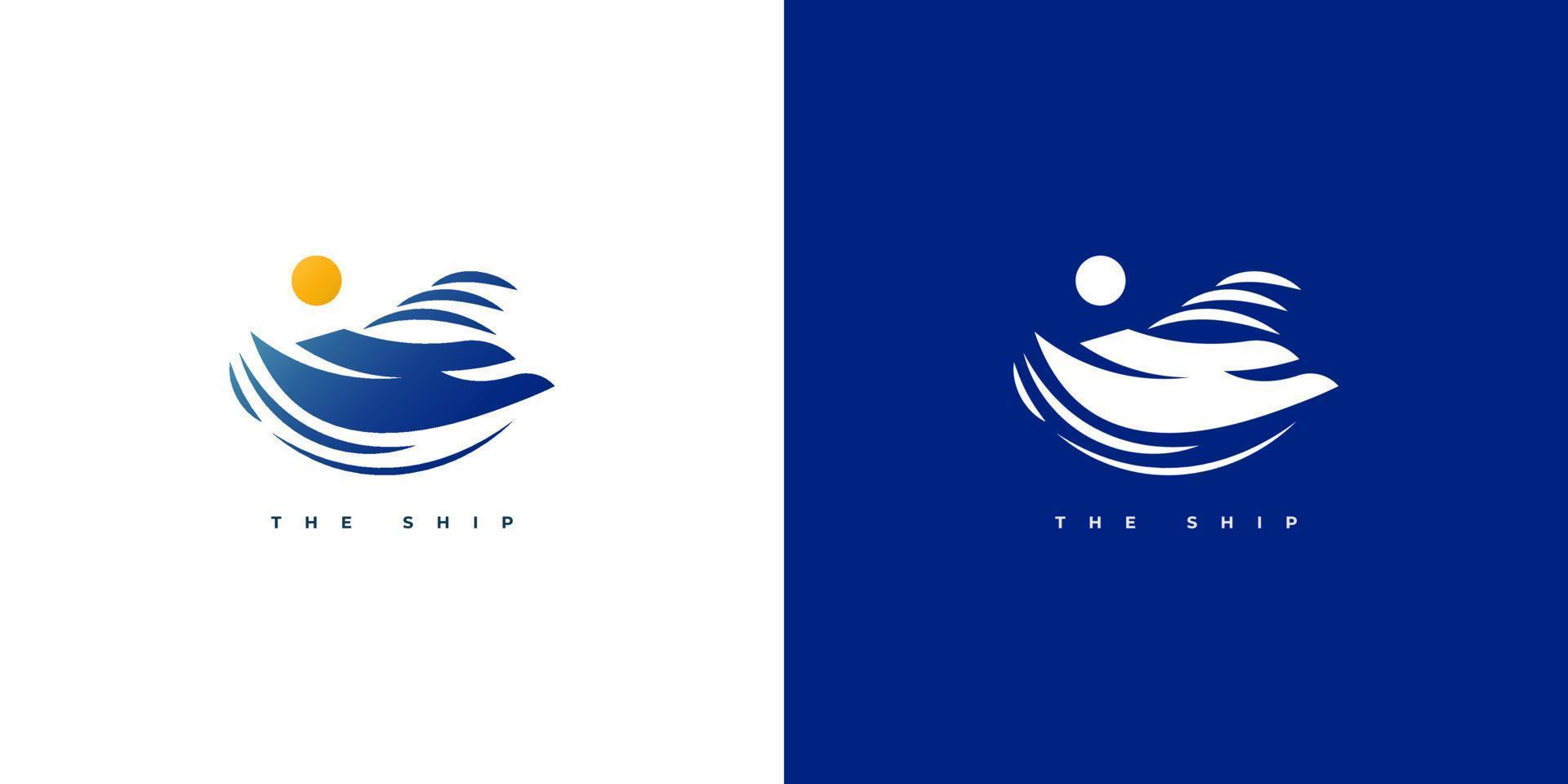 Abstract and Elegant Ship Logo Design in Blue Gradient Style. Yacht or Cruise Logo for Travel or Tourism Industry Brand Identity vector