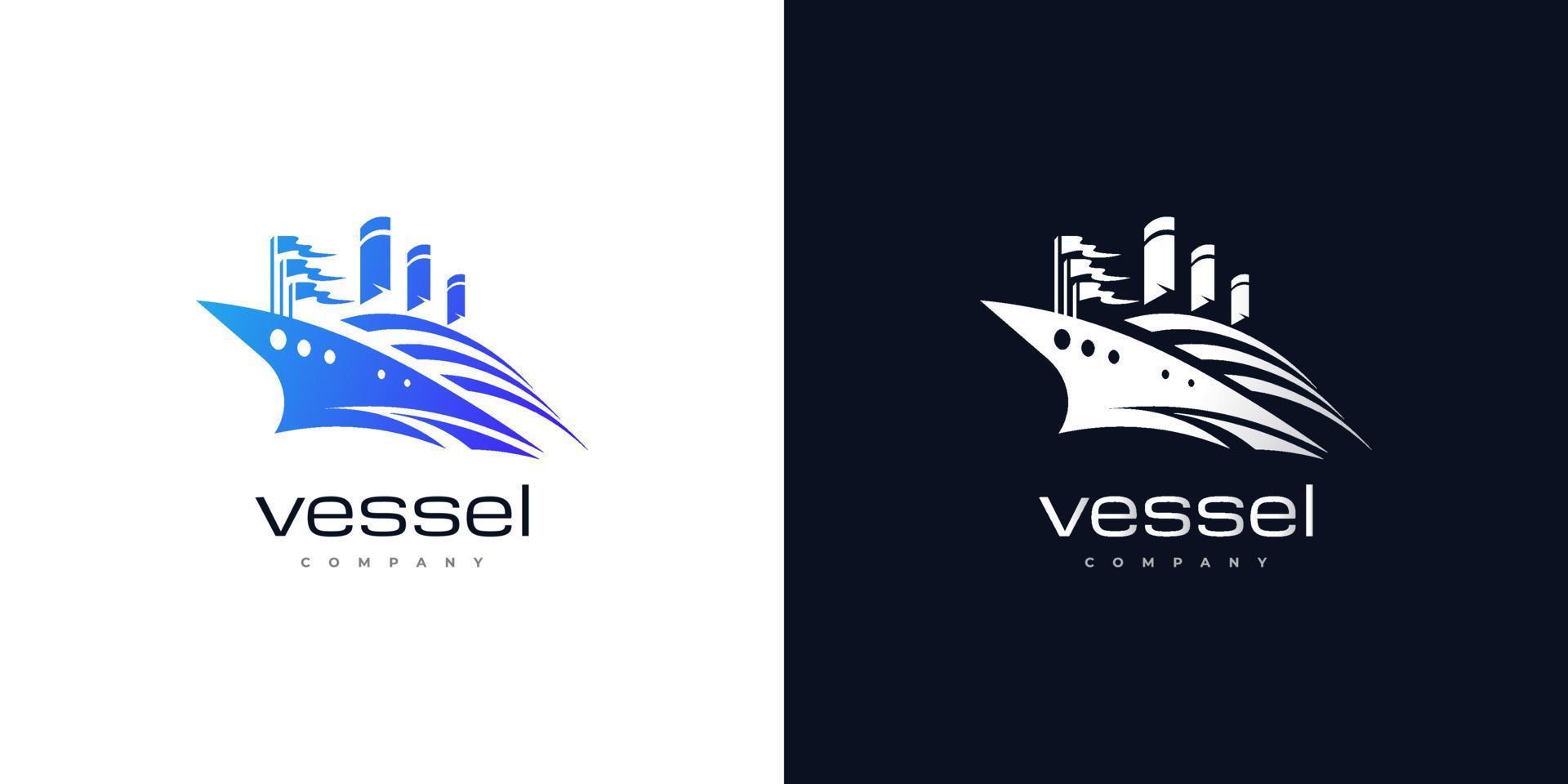 Modern and Clean Vessel Logo Design in Blue Gradient Style. Yacht, Cruise, Ship Logo or Icon vector