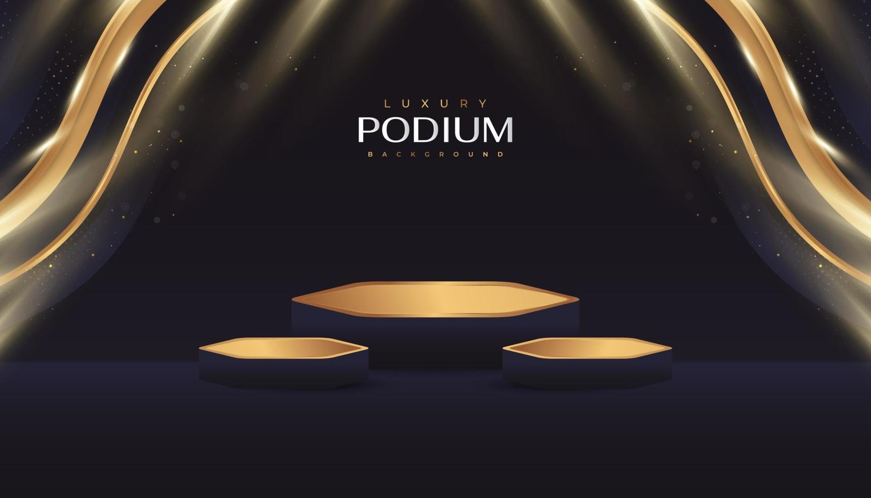 Luxury Black and Gold Background with 3D Podium and Golden Light for Product Display vector