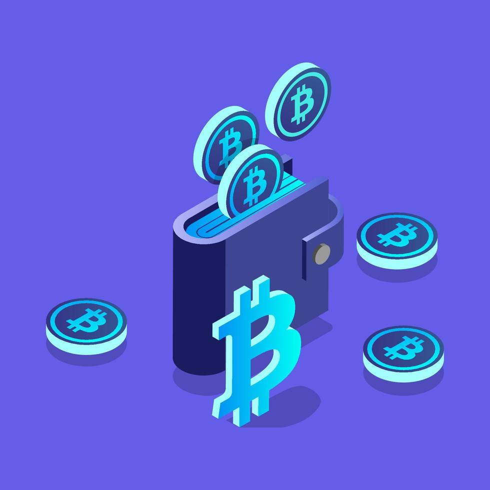 crypto wallet 3d isometric illustration vector