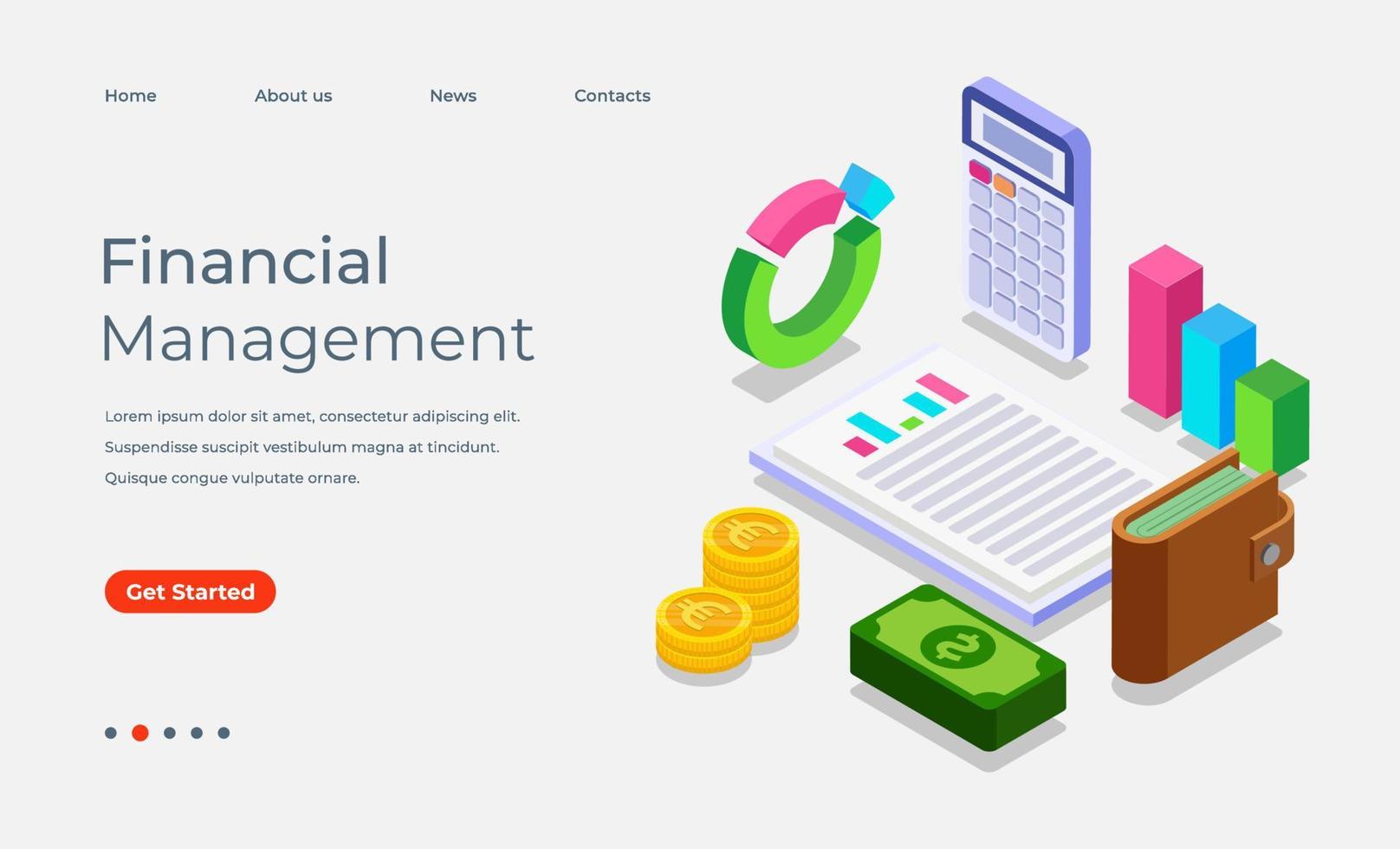 Financial audit 3d isometric landing page vector