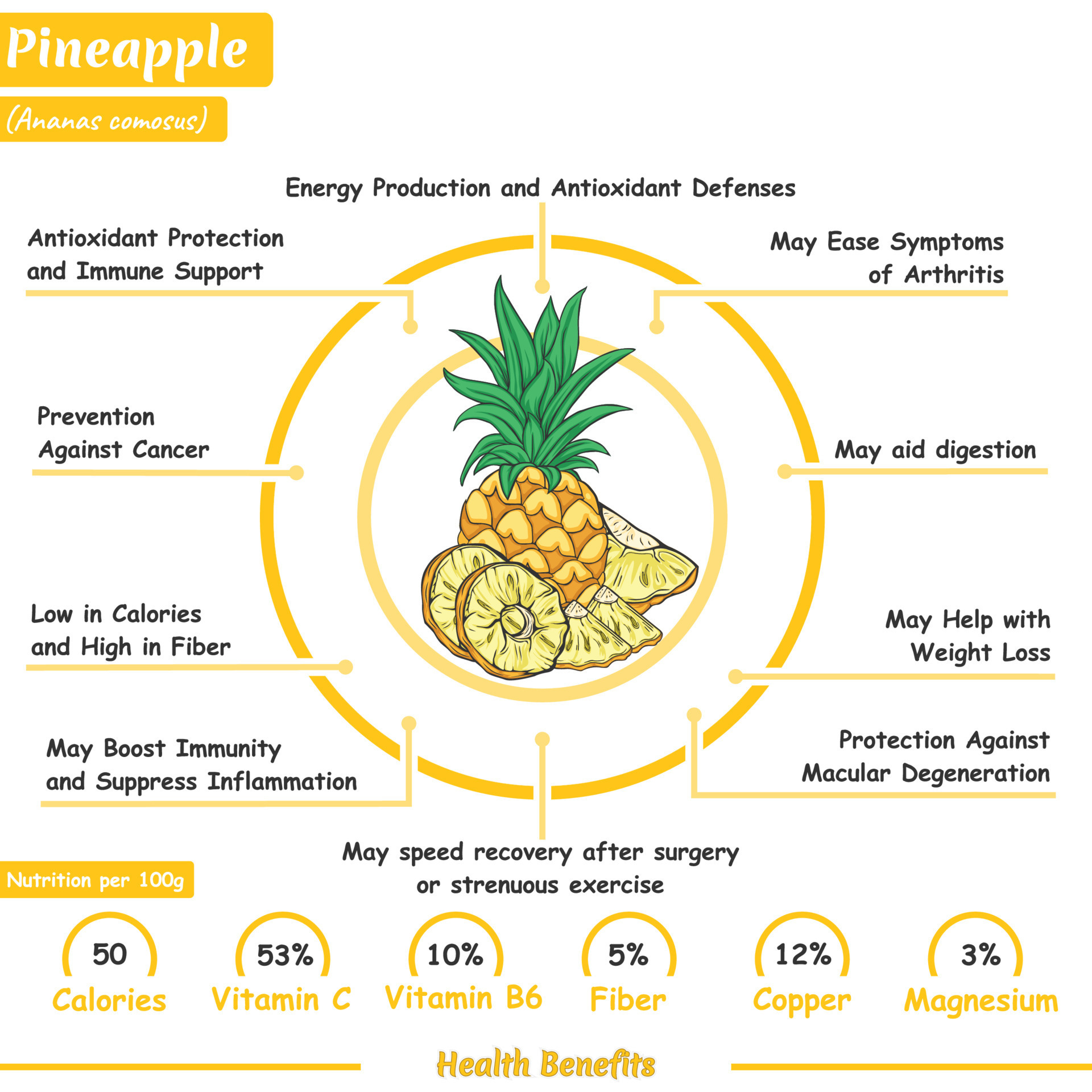 Health benefits of a pineapple 18991859 Vector Art at Vecteezy