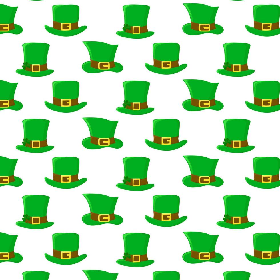 St. Patrick's day seamless pattern. Holiday print with green hats. Flat design cartoon style vector patrick endless texture for Irish.Repeated backdrop, texture, wallpaper