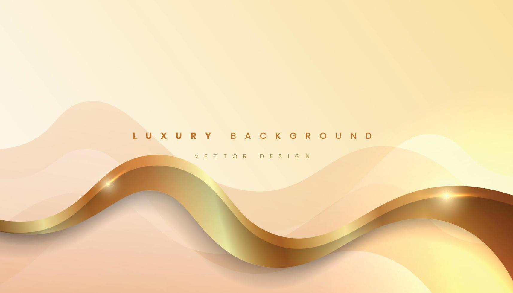 Abstract Yellow Luxury Background with Wavy Golden Line. Vector Illustration