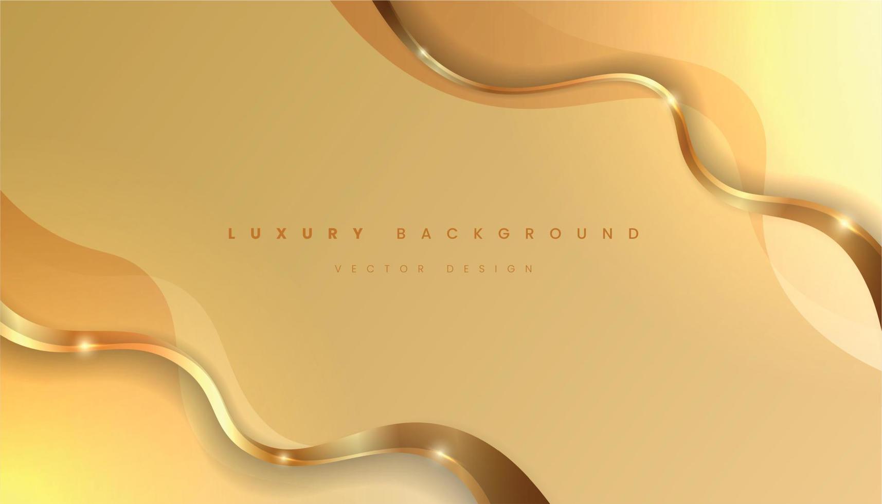 Abstract Yellow Luxury Background with Wavy Golden Line. Vector Illustration