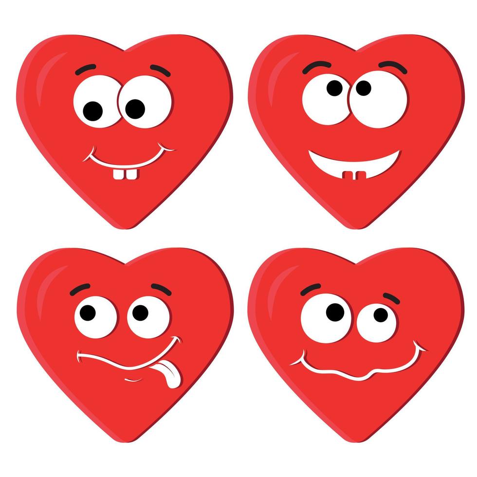 ilustración vectorial del conjunto de emoticonos de corazón aislado sobre fondo blanco vector