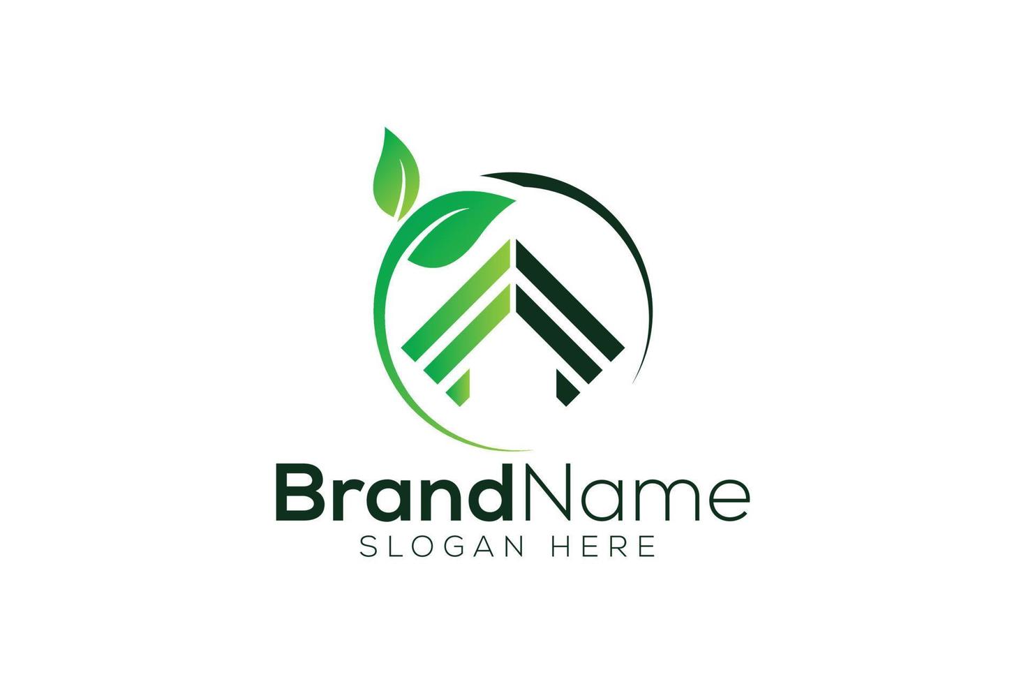 Minimal and trendy leaf home icon logo design template vector
