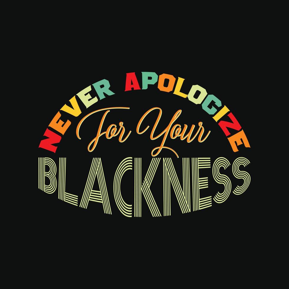 Never Apologize For Your Blackness vector t-shirt design. Black History Month t-shirt design. Can be used for Print mugs, sticker designs, greeting cards, posters, bags, and t-shirts.