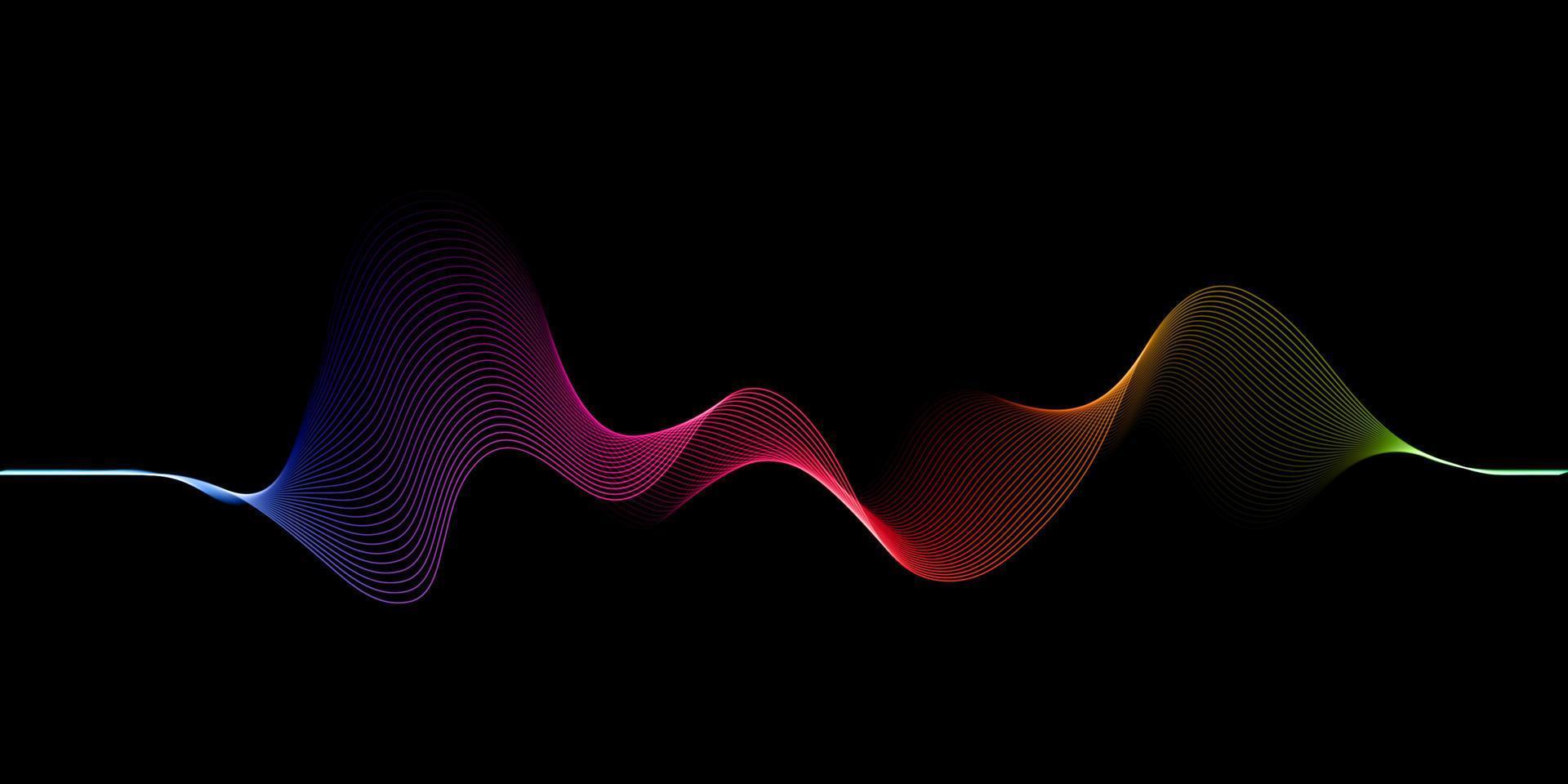 soundwave background with rainbow coloured flowing lines design vector