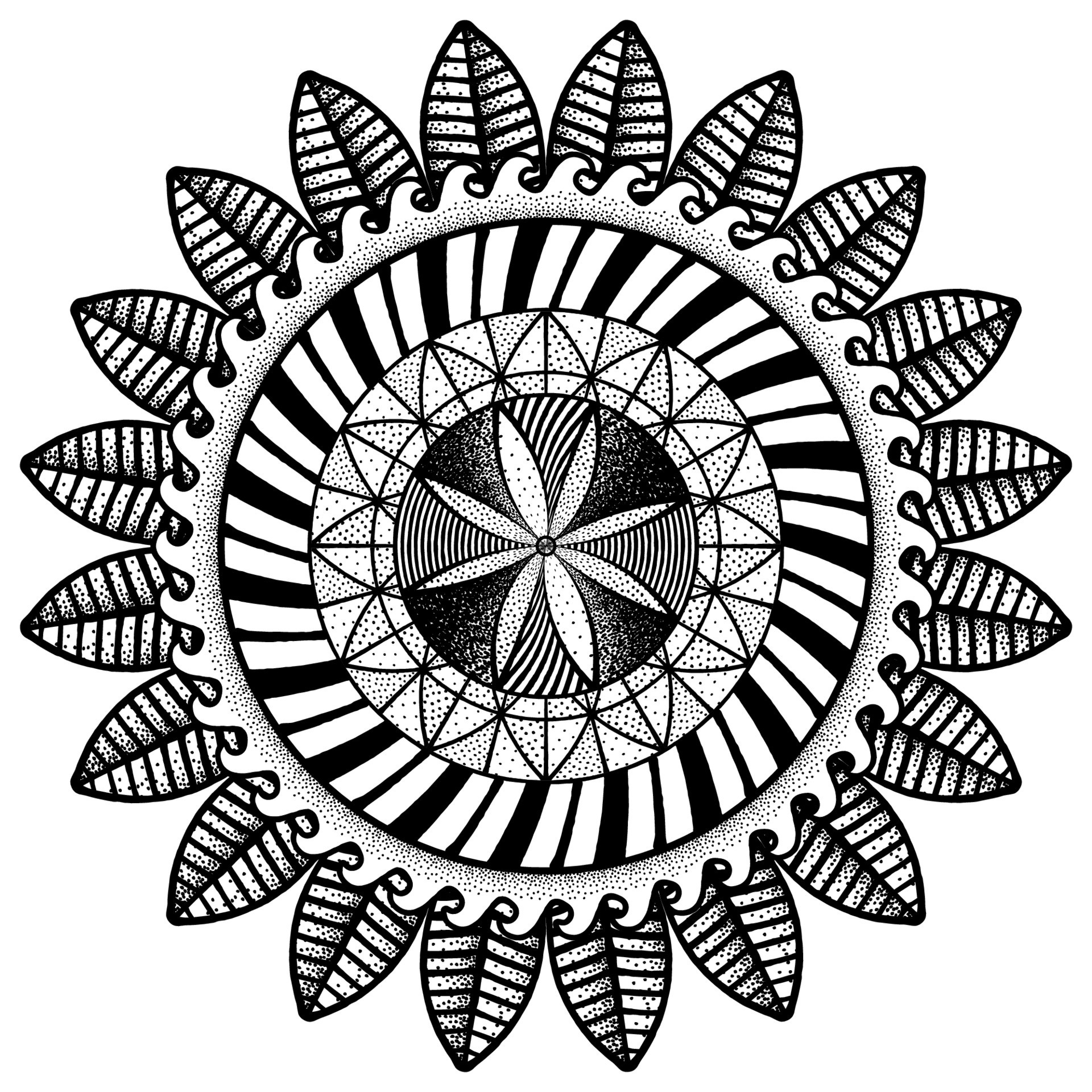 Hand drawn black and white mandala design 18992157 Vector Art at Vecteezy