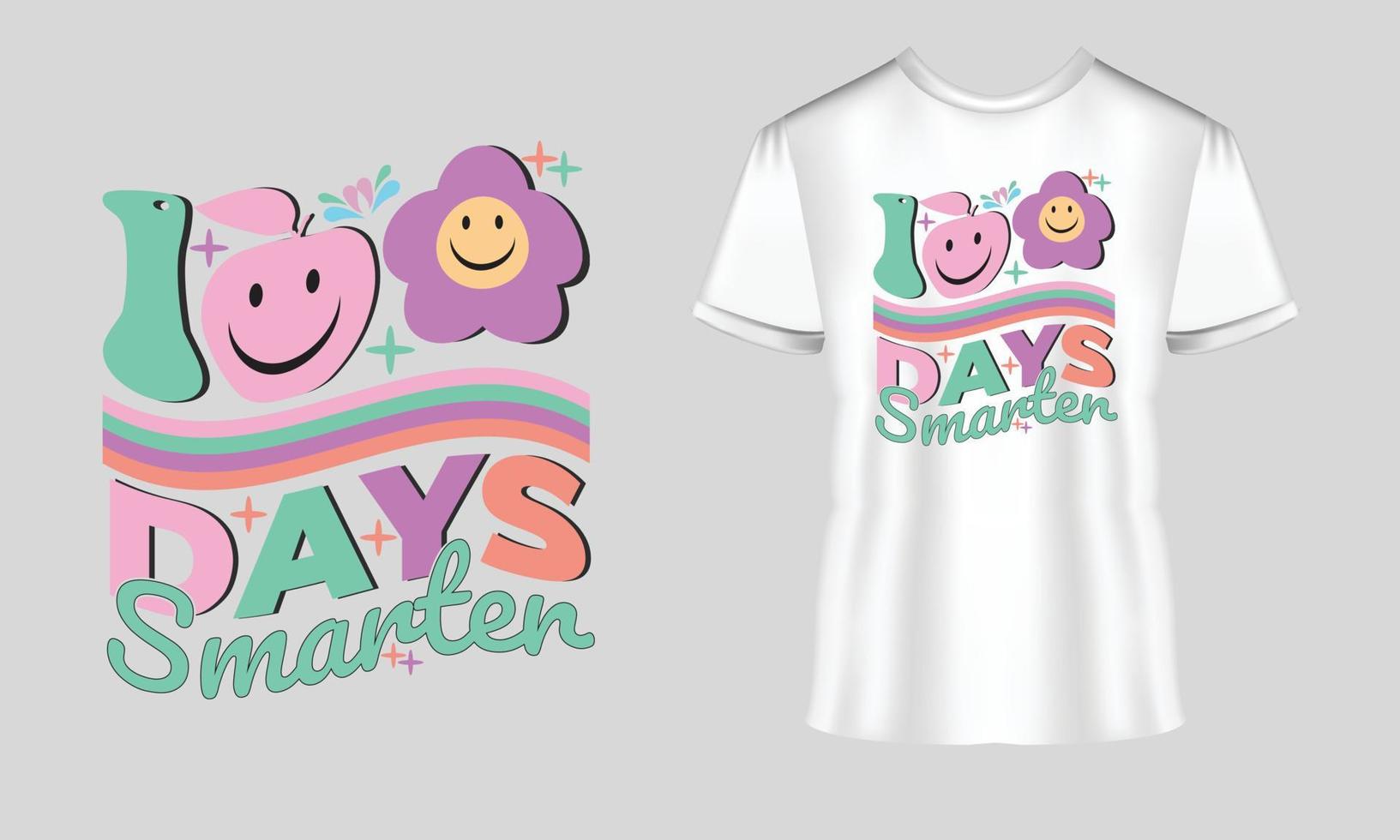 100 Days Smarter t-shirt design vector Tshirt. 100 days T-shirt design