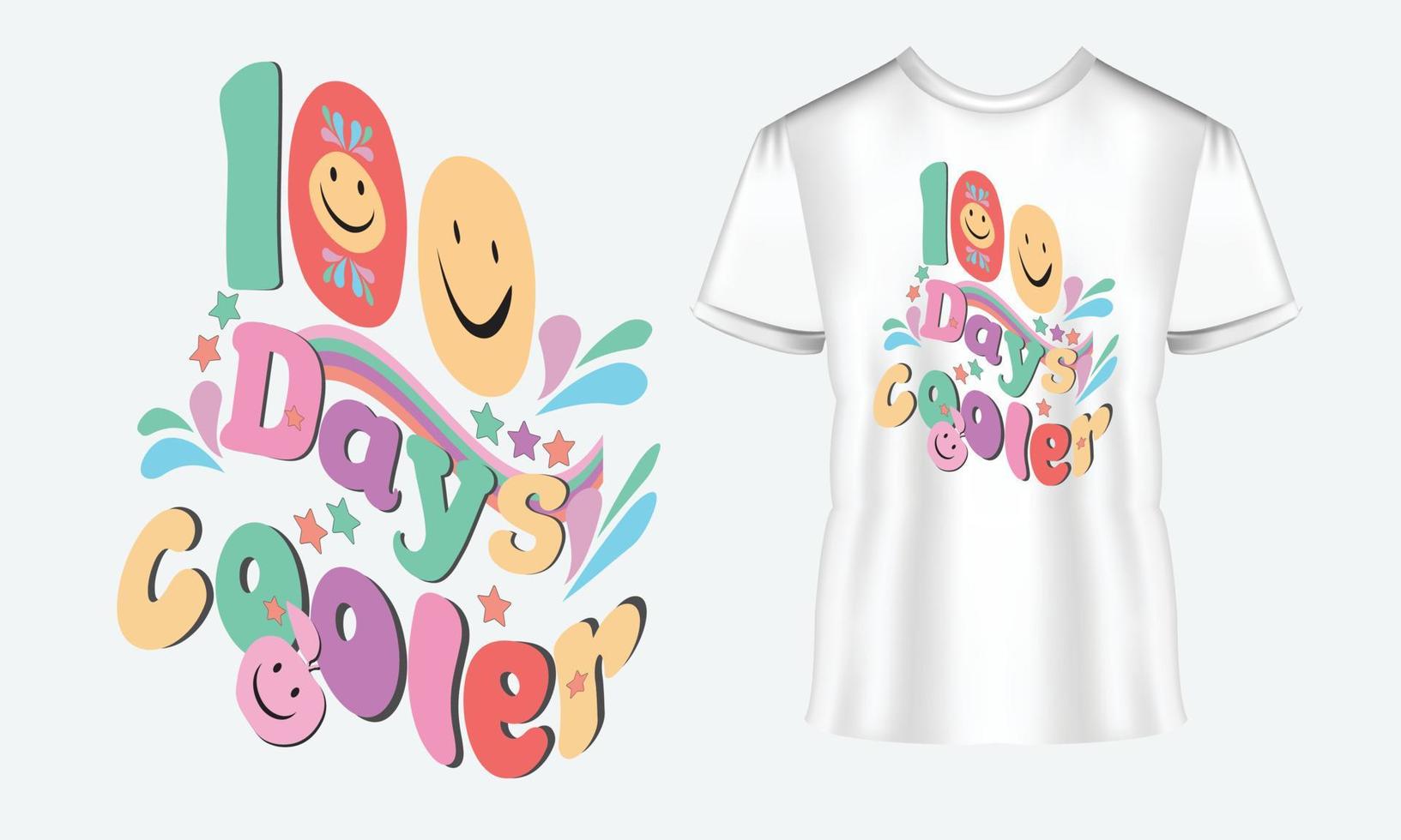 100 Days Cooler t-shirt design vector Tshirt. 100 days T-shirt design