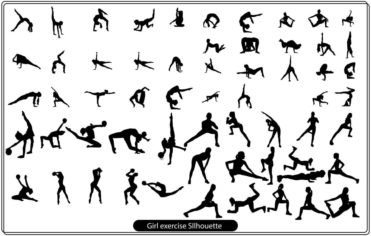 Girl practicing exercises Bundle collection vector