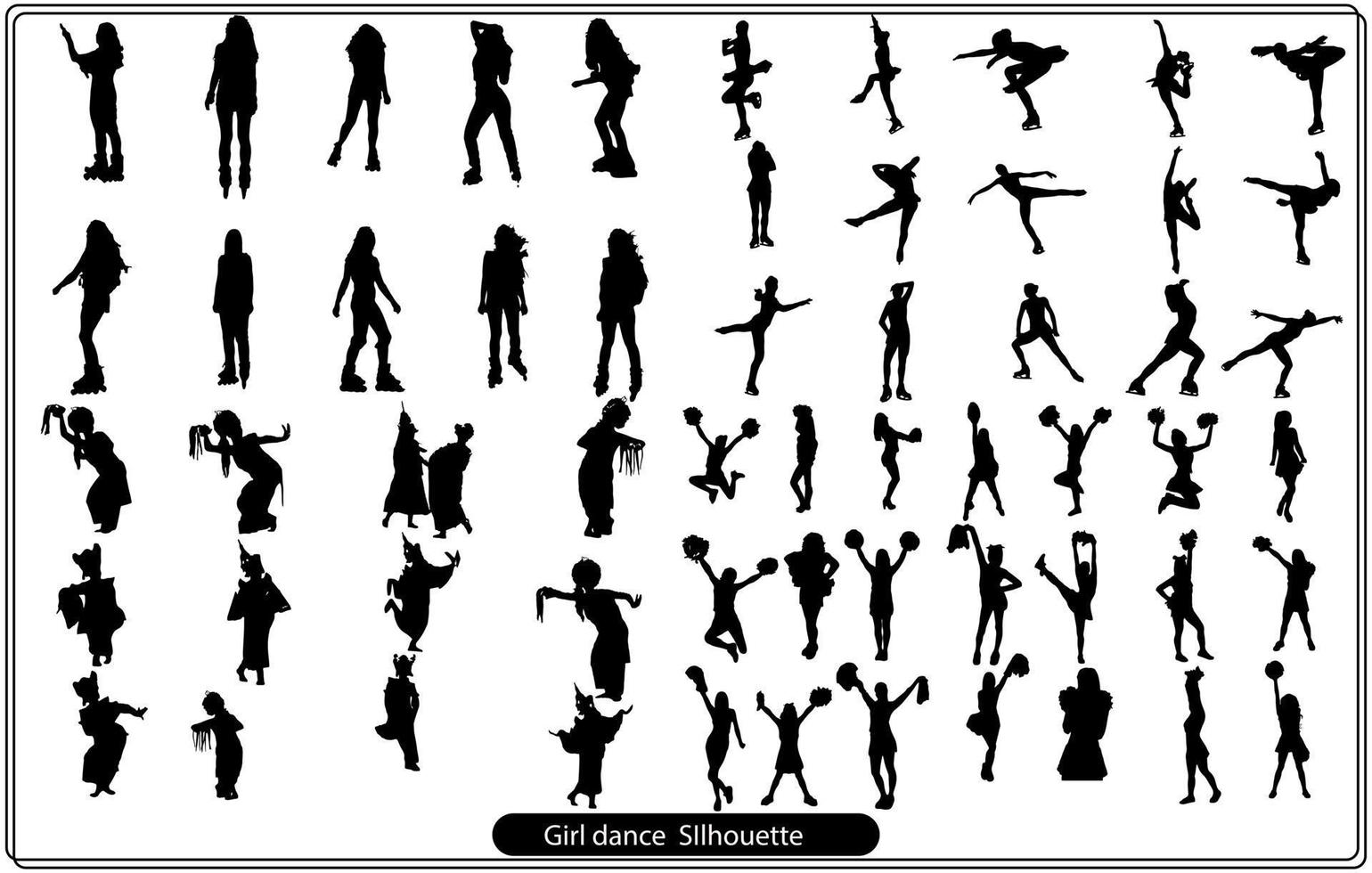 Girl Dance silhouette vector Bundle