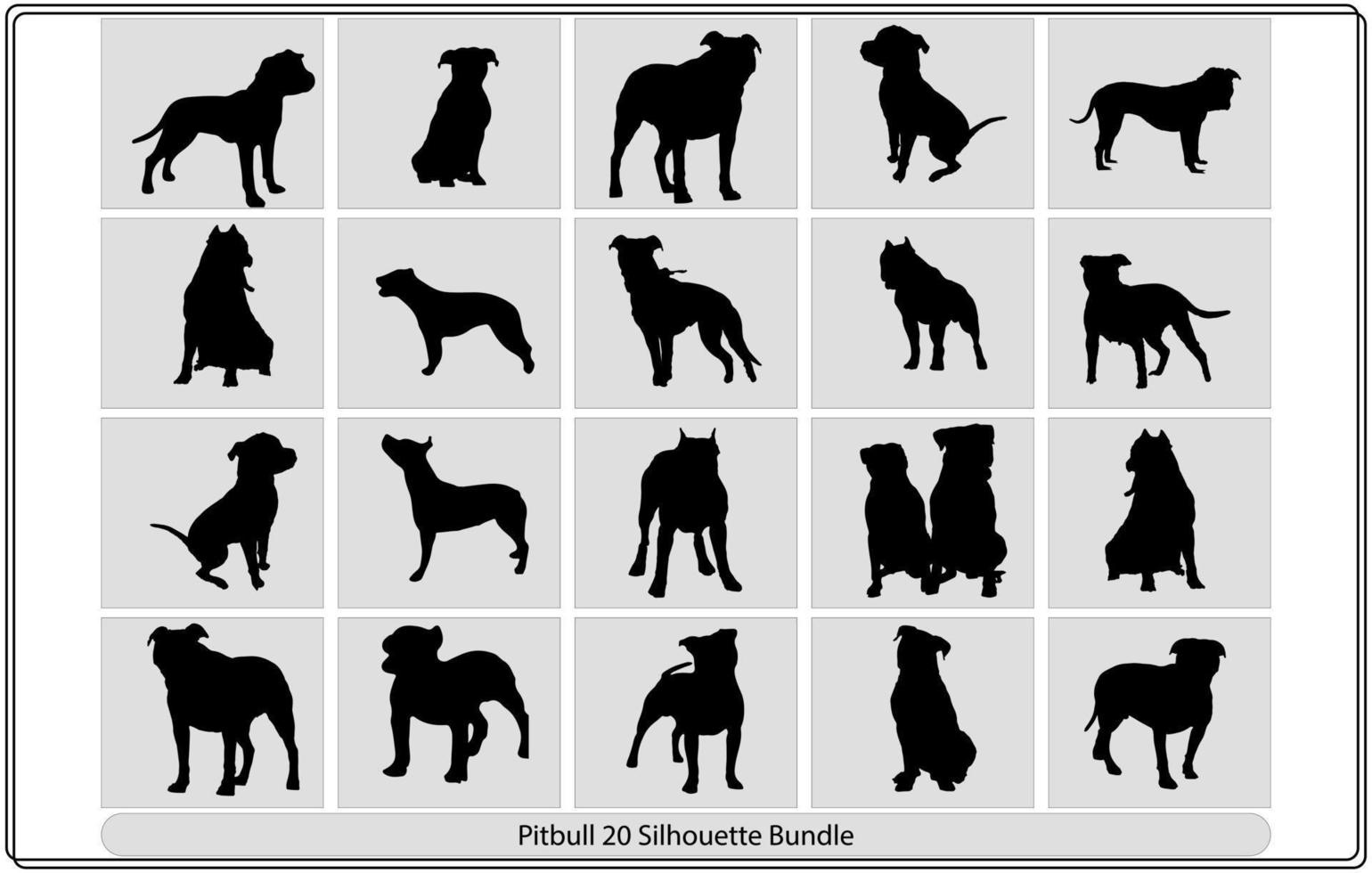 Pit Bull silhouette black  Set bundle collection vector