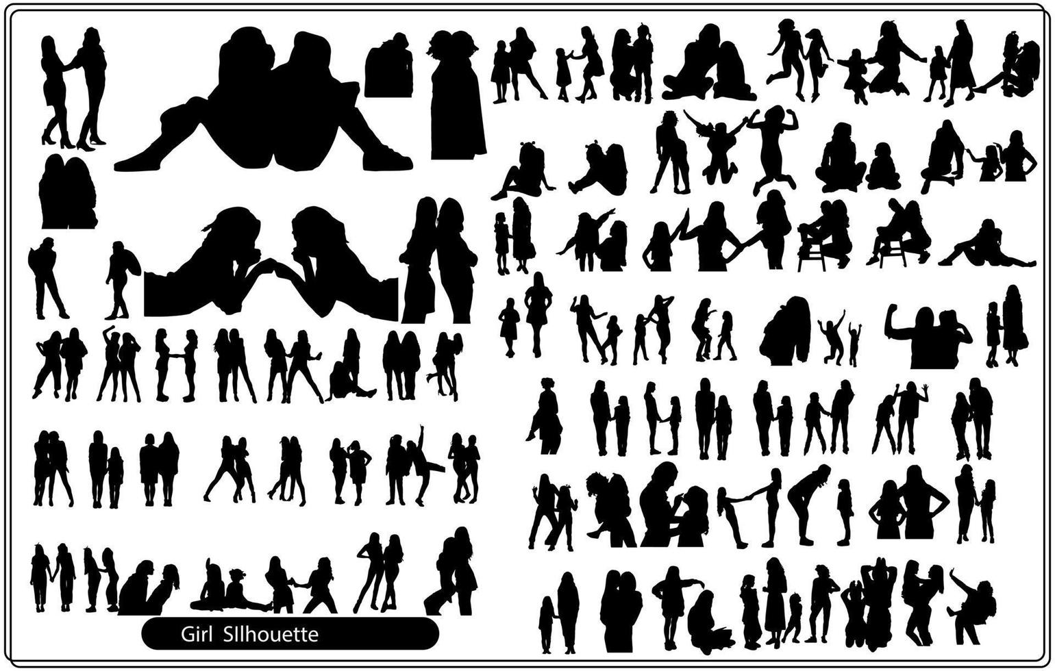 Girl silhouette bundle Collection vector
