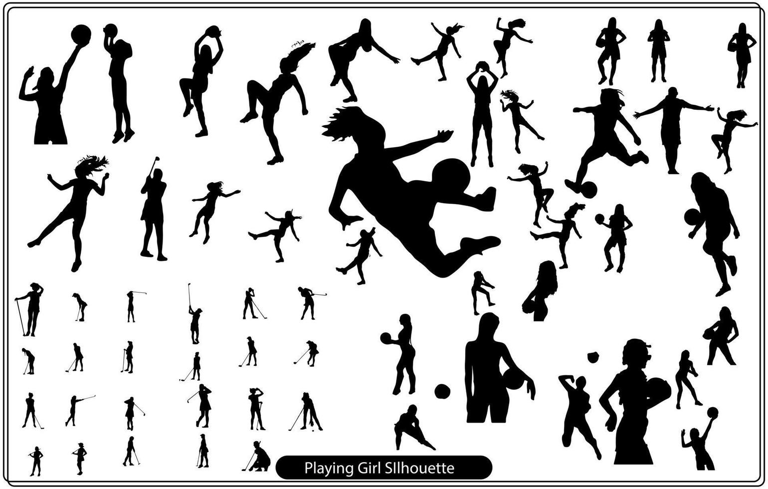 Silhouettes of playing girls vector