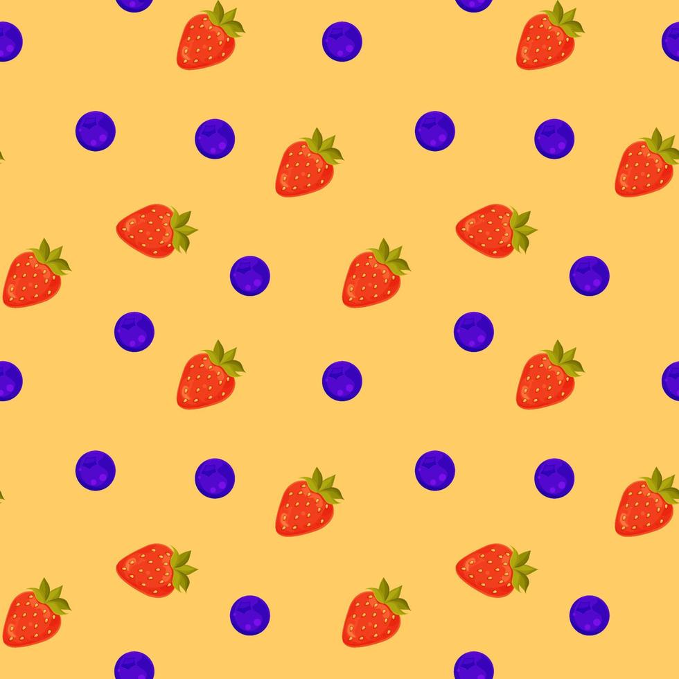 bright vector seamless pattern, berry pattern, strawberry and blueberry, fabric pattern