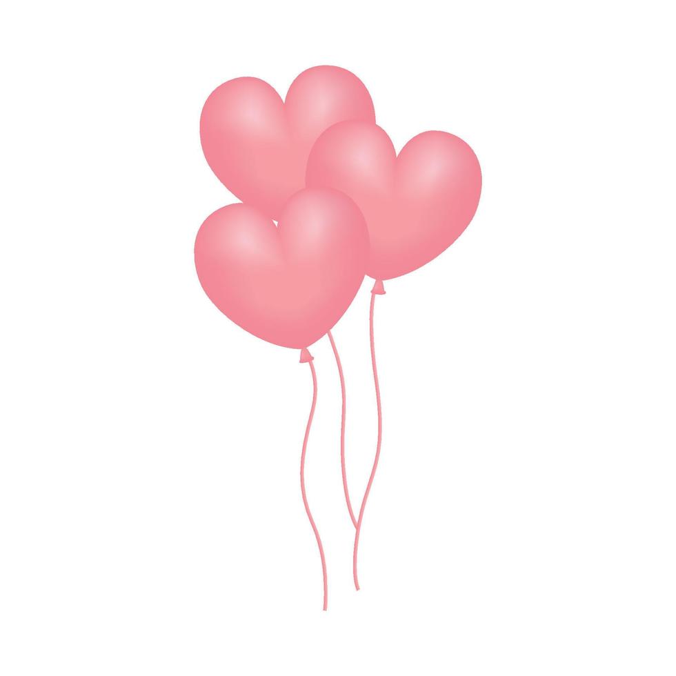 Vector illustration heart shaped balloons 3D.