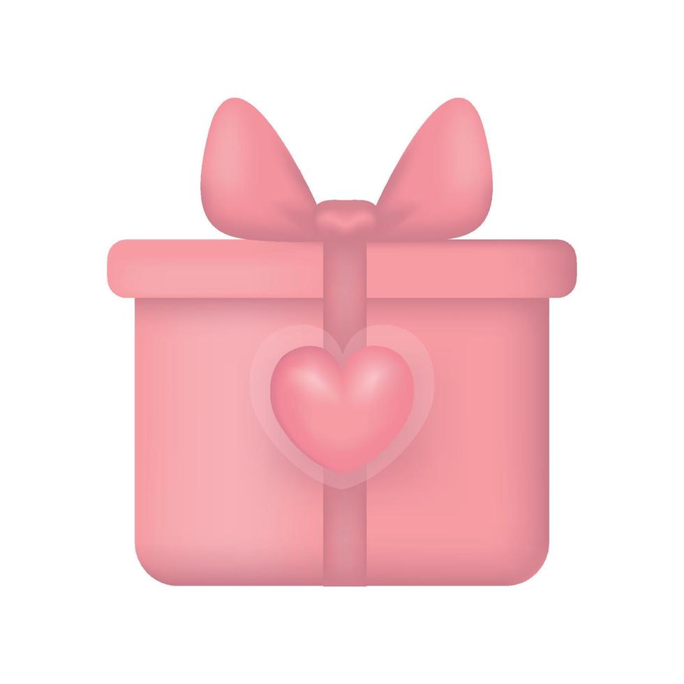Vector illustration of a gift box with a heart 3D