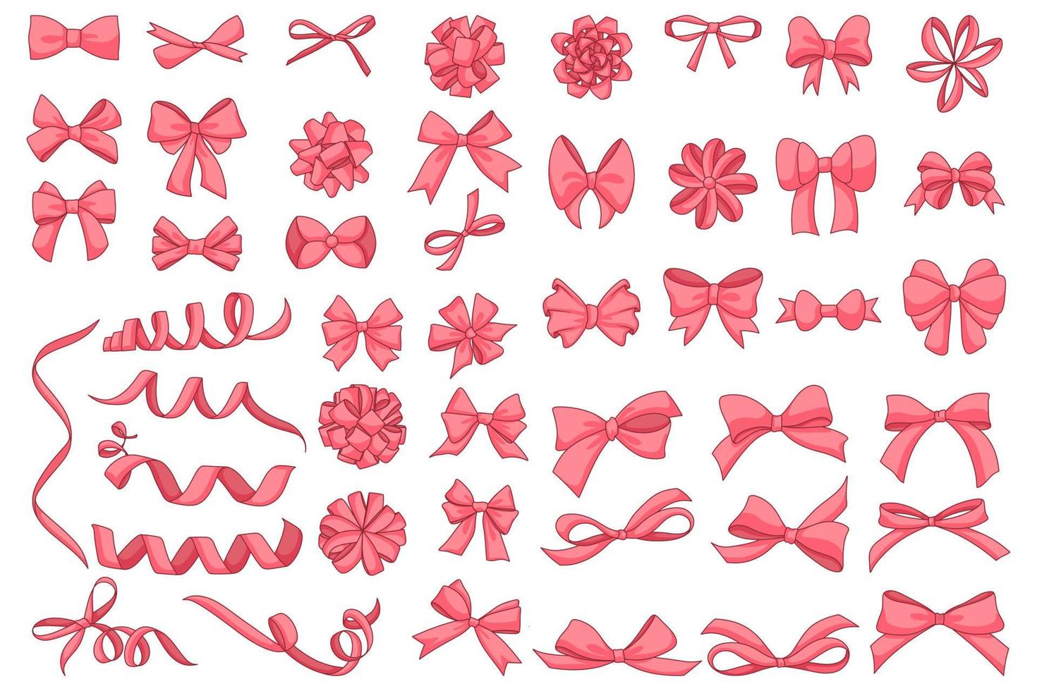 Vector set of assorted pink ribbon styles perfect for use as decoration and sticker