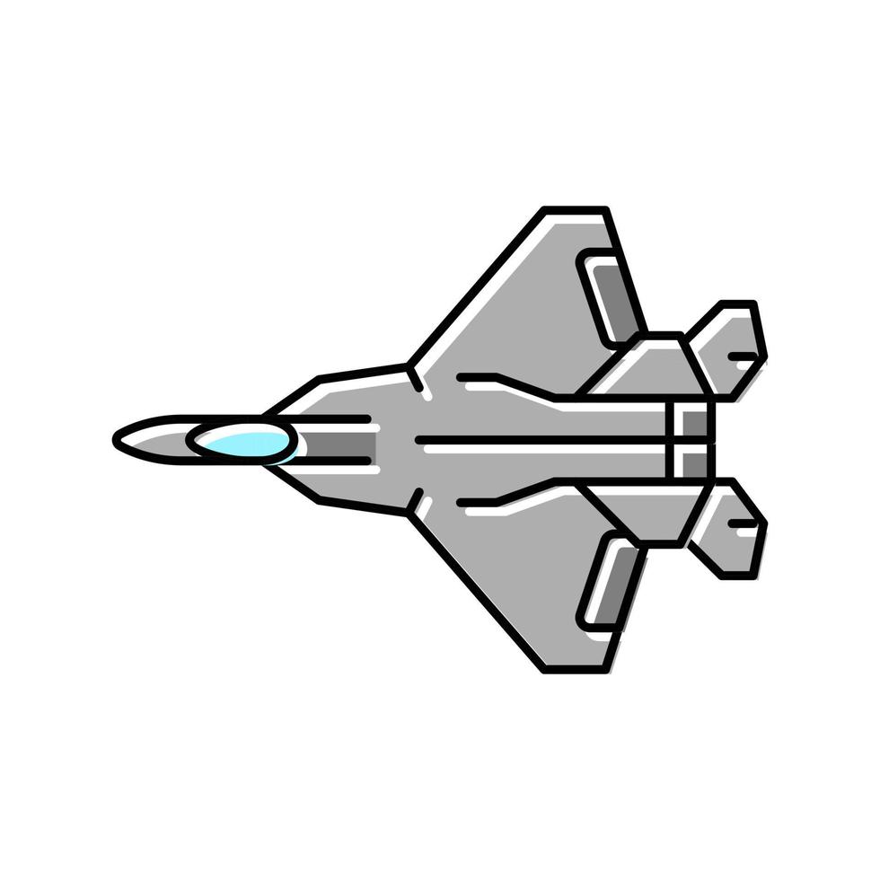 ilustración de vector de icono de color de avión de avión de combate