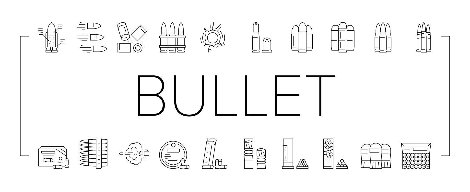 Bullet Ammunition Collection Icons Set Vector