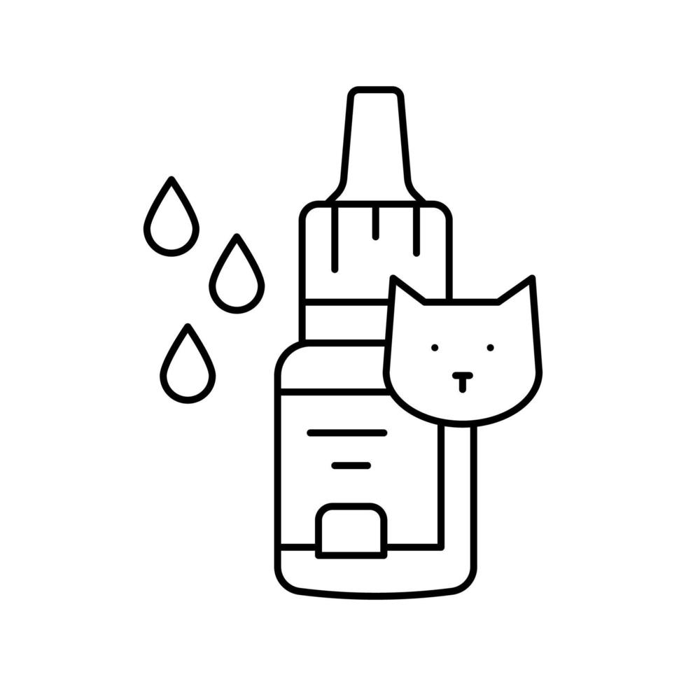 eye drops for cat line icon vector illustration