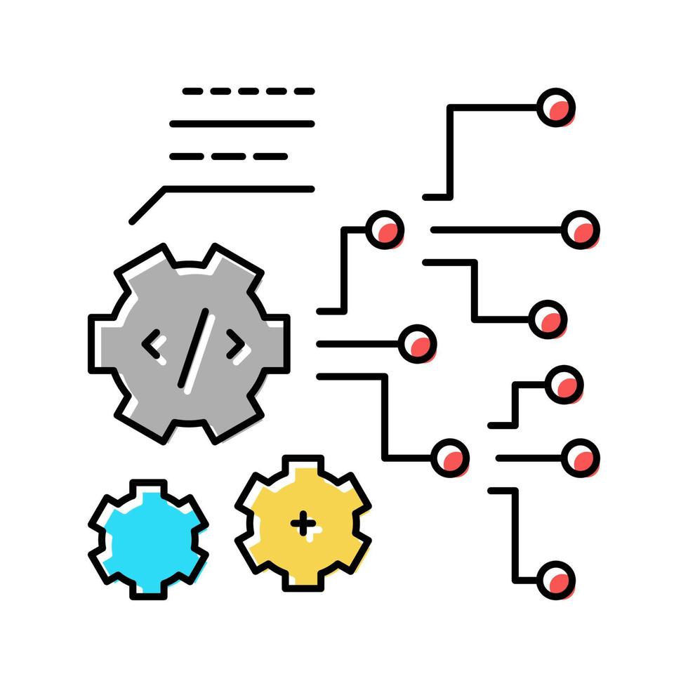 code and settings working process color icon vector illustration