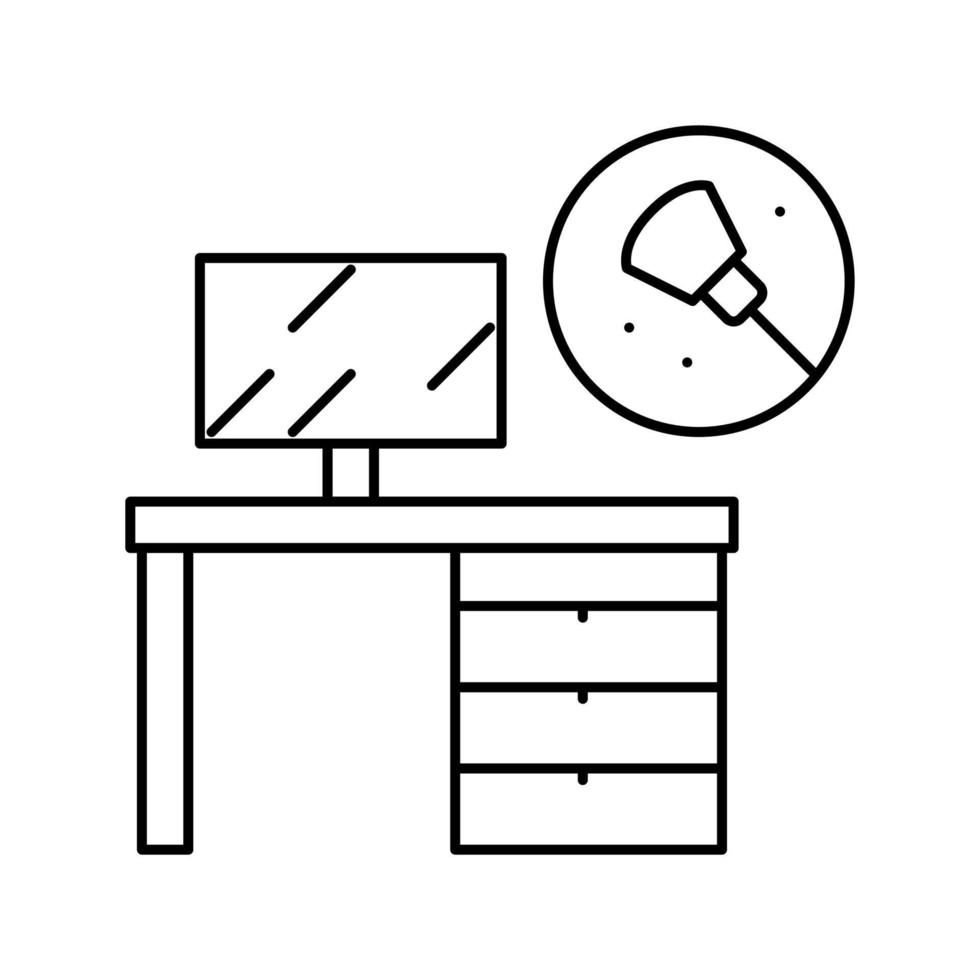 ilustración de vector de icono de línea de limpieza de mesa de lugar de trabajo