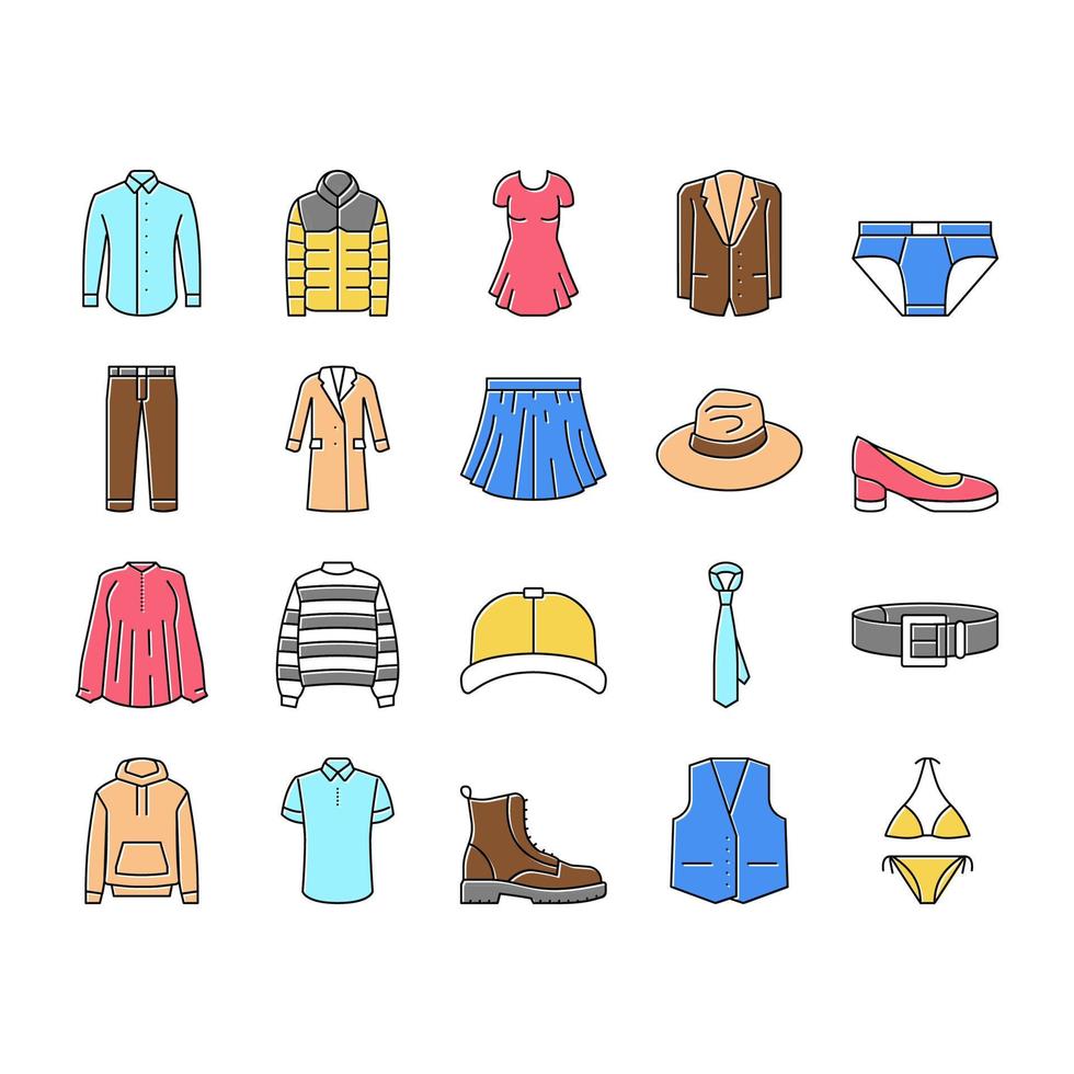 Clothes And Wearing Accessories Icons Set Vector