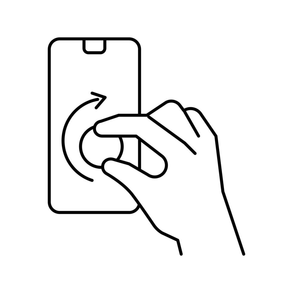 turning digital button on smartphone screen line icon vector illustration