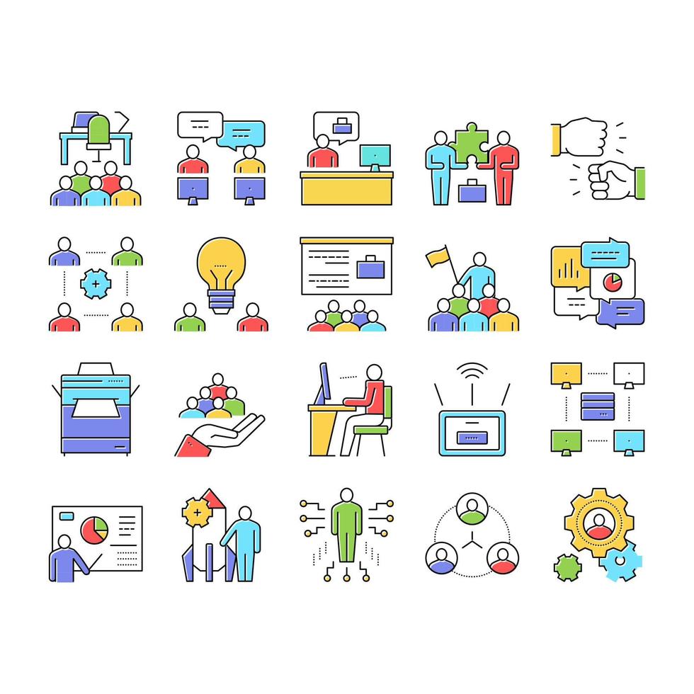 Coworking Service Collection Icons Set Vector
