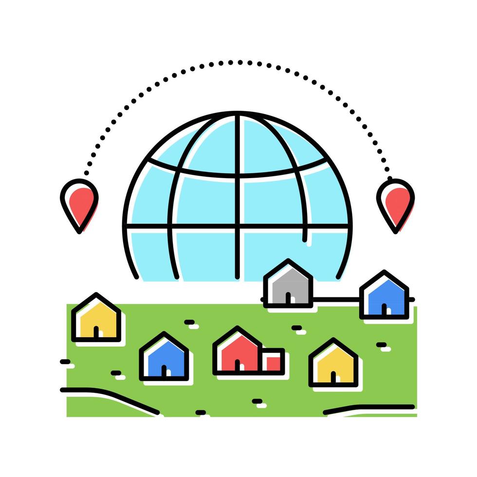 village tourism color icon vector illustration