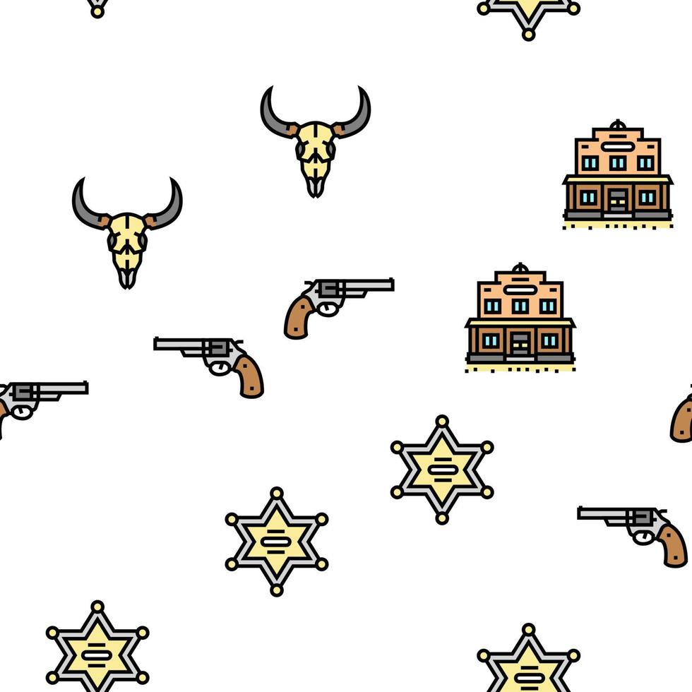 Western Cowboy And Sheriff Man vector seamless pattern