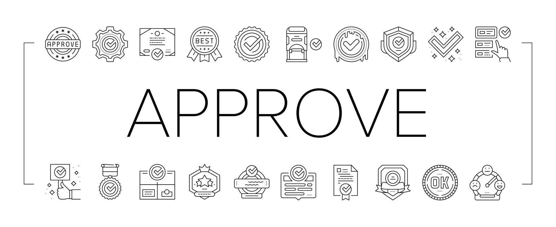 Quality Approve Mark And Medal Icons Set Vector