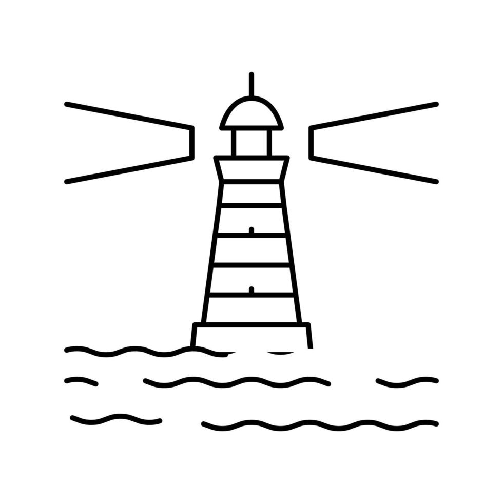 ilustración de vector de icono de línea de puerto de faro