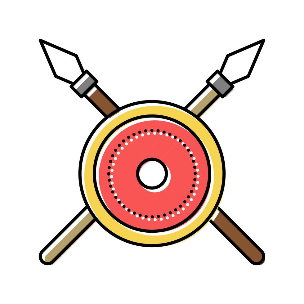 shield and spears ancient rome color icon vector illustration