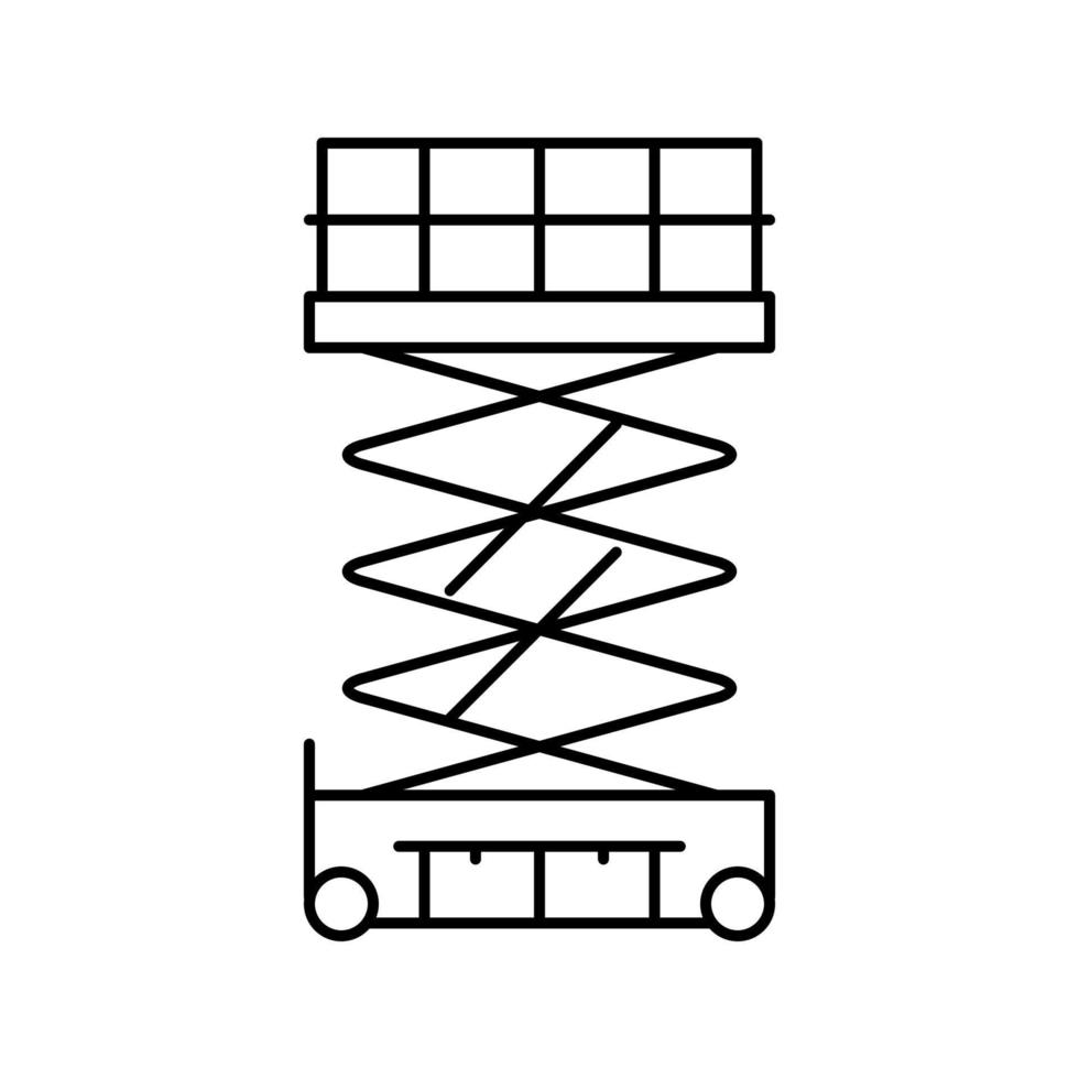 elevador de tijera construcción coche vehículo línea icono vector ilustración