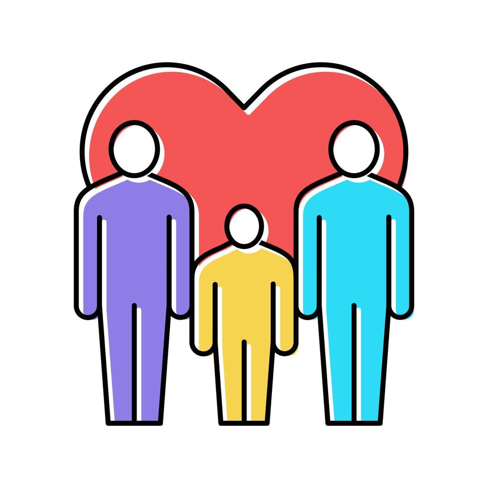 hombres homosexuales pareja del mismo sexo adopción color icono vector ilustración