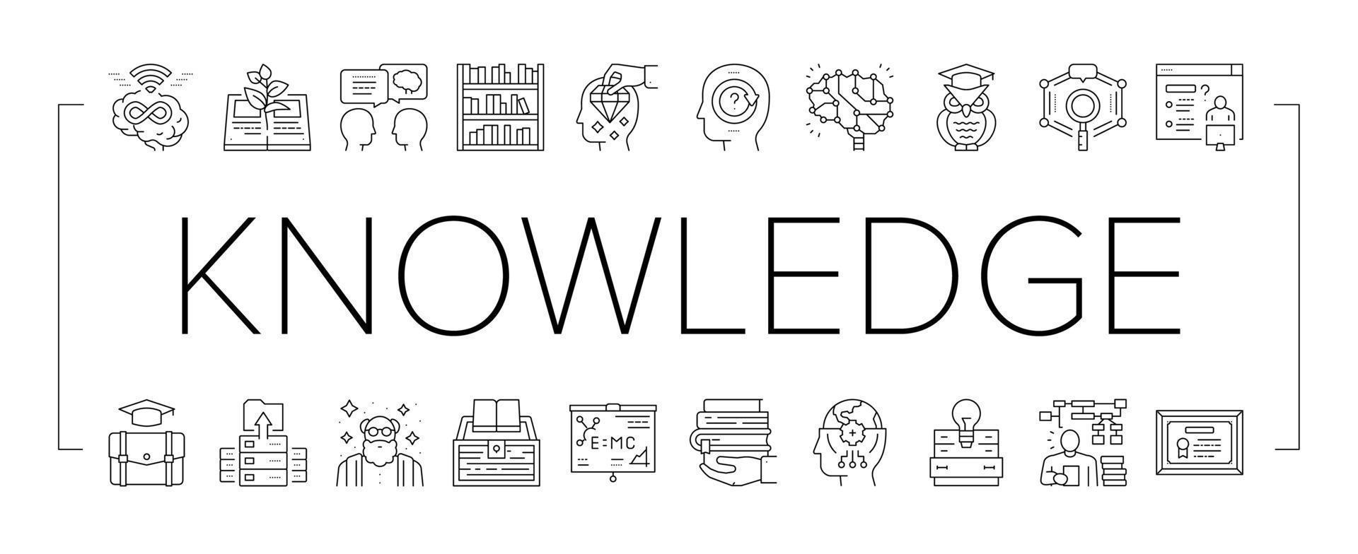 Knowledge And Mind Intelligence Icons Set Vector