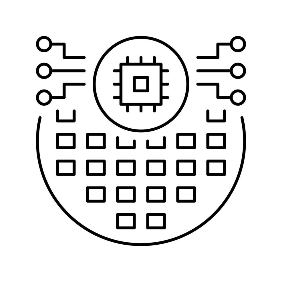 electronic chip semiconductor manufacturing line icon vector illustration