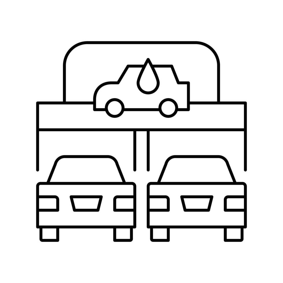 Ilustración de vector de icono de línea de servicio de lavado de autos automáticamente