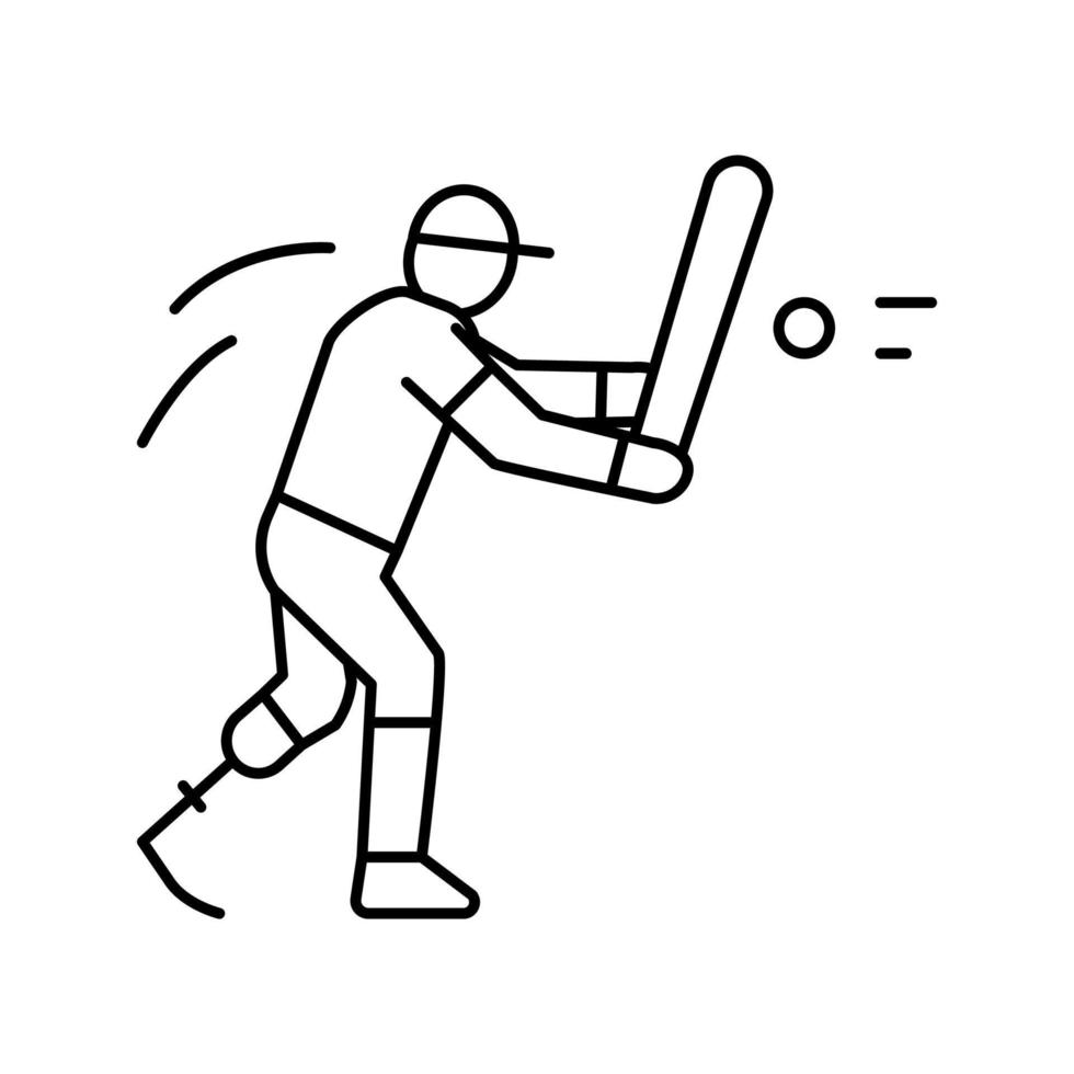 baseball handicapped athlete line icon vector illustration
